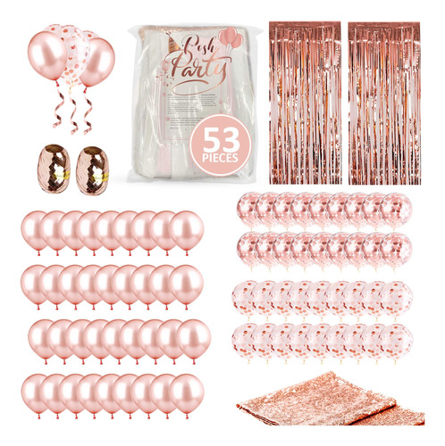 Party Party Rose And Gold Party Decorations | 53 Piece Set |