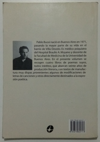 Debajo Del Empedrado Nocturno Pablo Buosi Poesía Libro (Usado)