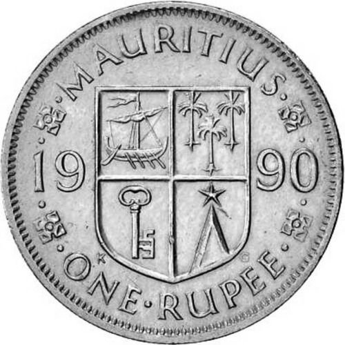 Islas Mauricio Moneda De 1 Rupia  Año 1990 Km #55 Excelente