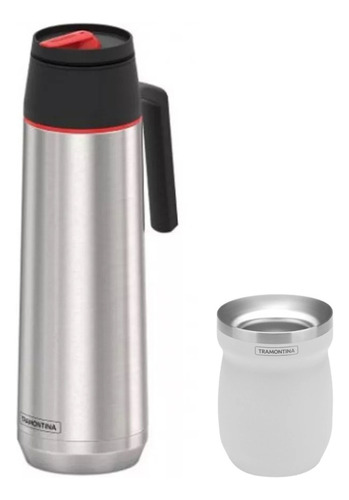 Termo 1 Litro Acero Inox Tramontina + Mate De Acero Inox P G