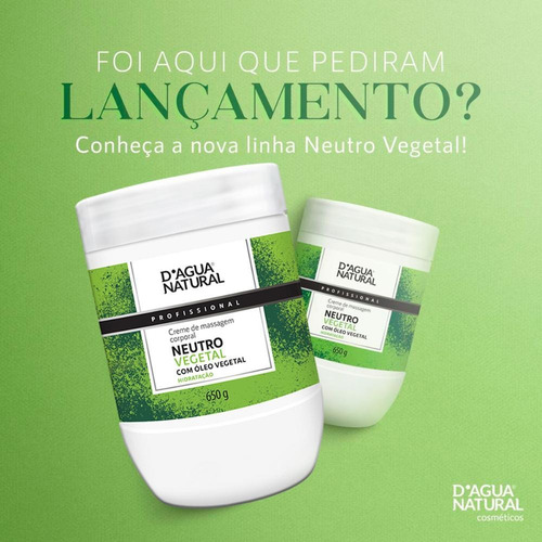 Creme De Massagem Neutro Vegetal 650g Fácil Deslize