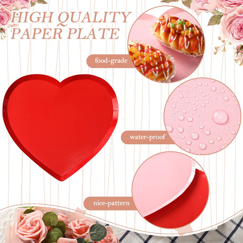 Platos De Postre Desechables En Forma De Corazón Filltouch 2