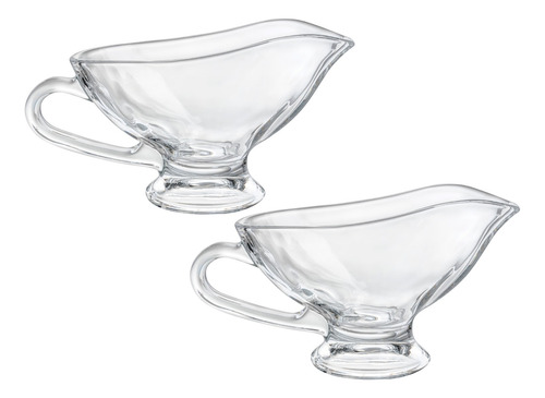 Set 2 Piezas Salsera Lisa De Vidrio Grande 280 Ml
