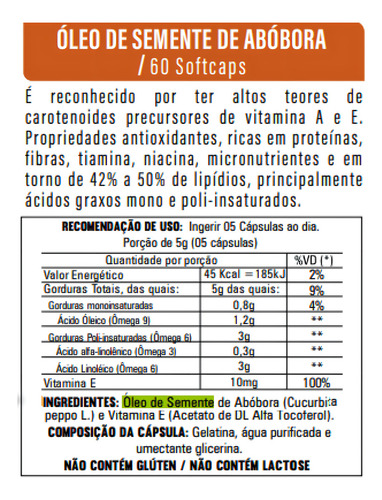 Oleo de Semente de Abobora 60 Capsulas Flora Nativa