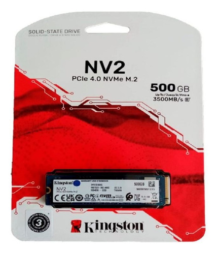 Kingston Ssd 500gb Nv2 M.2 Nvme 2280 Pcie 4.0 X4 3500mb/s