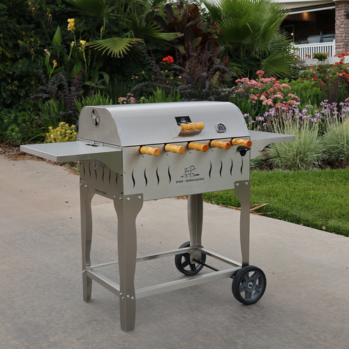 Asador Clásico Multiusos Cromado Rotor Eléctrico 5 Espadas.