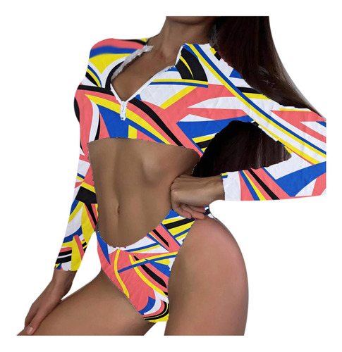 Bikini Estampado Para Mujer A La Moda, Acolchado Y Transpira