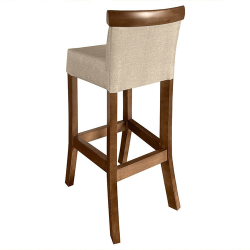 Kit Banqueta Para Cozinha Americana 2 Unidades Bistro Balcao Acabamento Da Estrutura Verniz Cor Imbuia / Bege | 75cm