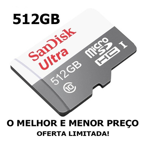 Imagem 1 de 3 de Kit 05 Cartão De Memória Microsd 512gb Classe 10 + Brindes