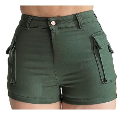 Shorts Cargo Dama Levanta Cola Tiro Alto 