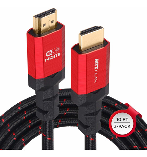 Cable Hdmi 4k De 10 Pies Paquete De 3 De , Cable De Nai...