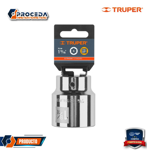 Dado De 1-9/16 , 6 Puntas, Cuadro 3/4 , Truper 13833