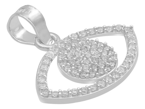 Dije Ojo Turco Zirconias Esoterico Suerte Amuleto Plata 925 Color Plateado