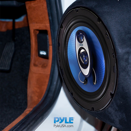 Bocinas Triaxiales Pyle de 6.5" de Tres Vías, 180 W RMS, 360 W de Potencia Máxima con Impedancia de 4 Ohmios y Tweeter Piezo de 3/4'' para Estéreo de Auto, Diseño Redondo, Sonido Profesional