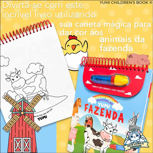 Livro Infantil : Pintura Mágica Animais Da Fazenda | Diversão Com Água Pinte Quantas Vezes Quiser - Grande Com Espiral