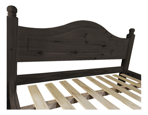Cama Sari 2 1/2 Plazas 140x190 Cm Madera Pino Macizo Color Nogal