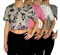 Comprar Kit 4 Tops Blusinhas Manga Curta Soltinho Viscolycra Pp Plus