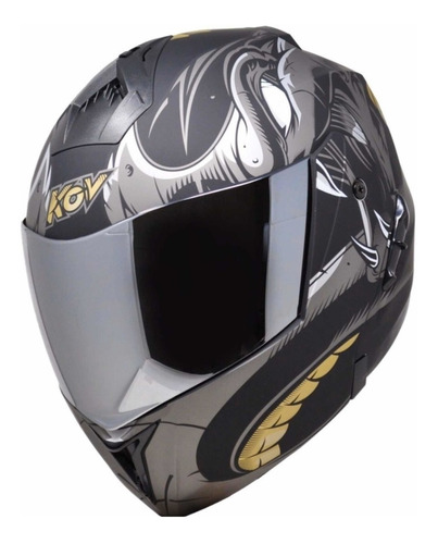 Casco Abatible Para Moto Kov Stealth Viper Gris