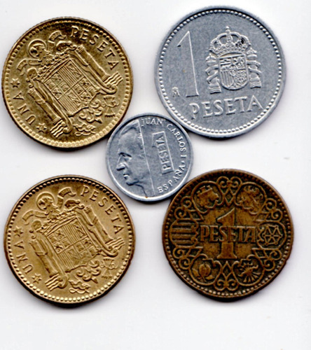 Monedas  España Una Peseta  Cinco 5 Diferentes  Colección 1