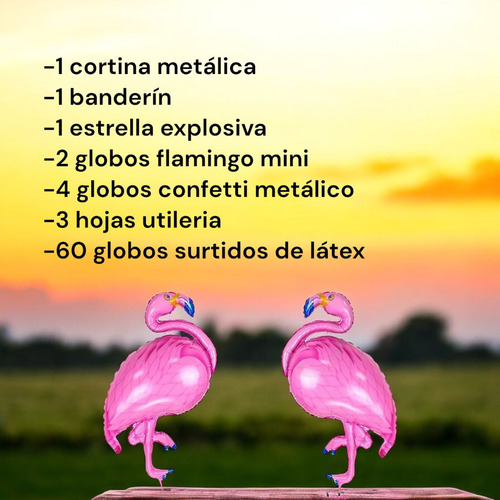 Set Decoración Flamingo Fiesta Tematica Verano Arco