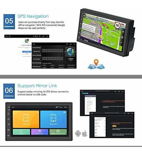 Podofo Double Din Car Stereo Android Radio Bluetooth 7 Gps R