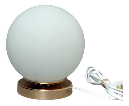  Lampara Velador Dorado Globo Esfera Vidrio Opal Ø15 Mate