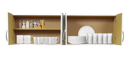 Alacena Pektra de 140cm 4 Puertas de Melamina Color Blanco