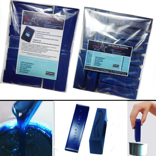 Cera Azul Elástica 1 Kilo + Espátulas Depilación Profesional