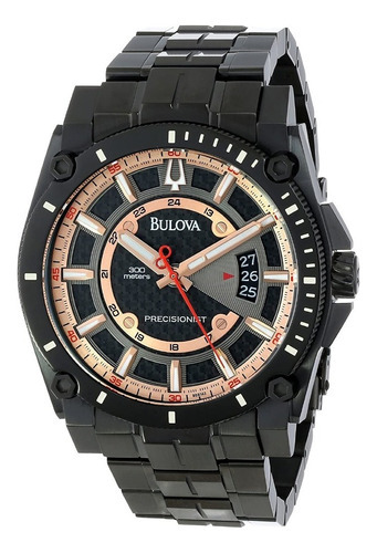 Reloj Bulova 98b143 Precisionist Color de la correa Negro Color del bisel Negro Color del fondo Negro/Dorado