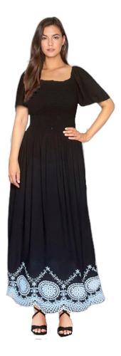 Vestido Negro Largo De Mujer