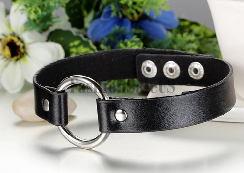 Collar Choker En Cuero Para Dama Gotica Rocker Metal Punk
