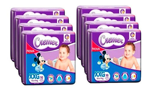 Fralda Jumbo Xxg 8 Pacotes Com 16 Unidades Cremer Gênero Sem gênero Tamanho Extra extra grande (XXG)