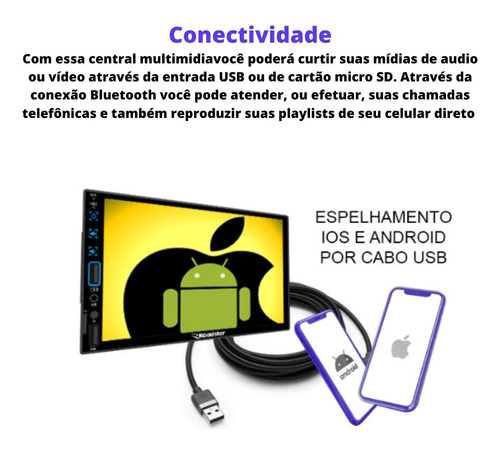 Multimídia Mp5 Ford Ká 14 15 16 17 18 Usb Bt Mold Câm Int