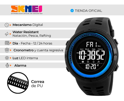 Imagen 5 de 8 de Reloj Hombre Skmei 1251 Sumergible Digital Alarma Cronometro