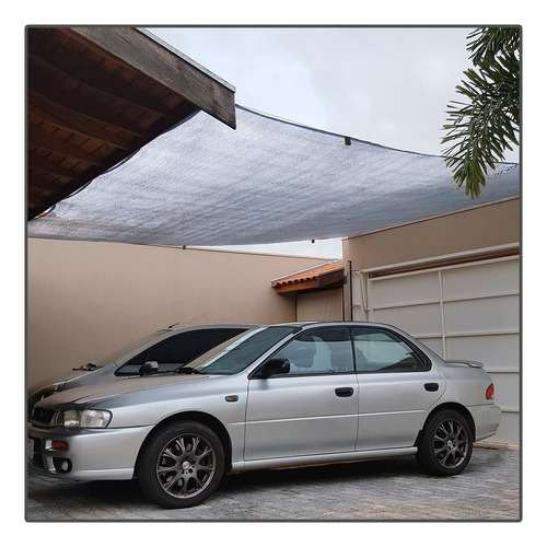 Tela Toldo 4x4 80% Prata Proteção Solar Sombreamento Bainha Cinza