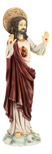 Diseño Toscano Sagrado Corazón De Jesús Estatua De Jardín Re