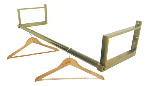 Arara De Parede 100cm Com Apoio Para Prateleira Inox Gold