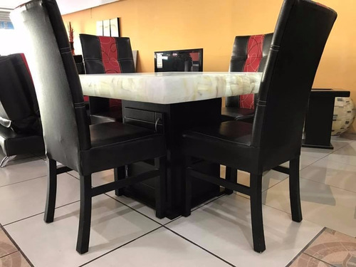 Comedor 4 Sillas Moderno Piedra Onix Minimalista