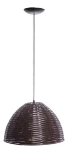 Lustre Luminária Pendente Junco Rústico Palha 35cm 110v/220v Estrutura Tabaco