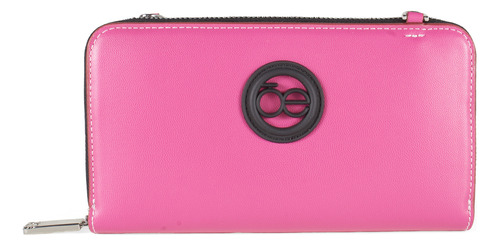 Cartera Cloe Para Mujer Grande Cierre Metálico Sencillo Color Fucsia