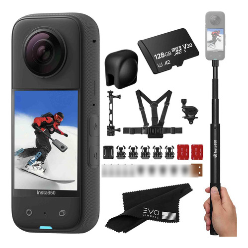 Cámara De Acción 360 Impermeable Con Pantalla Táctil Negro