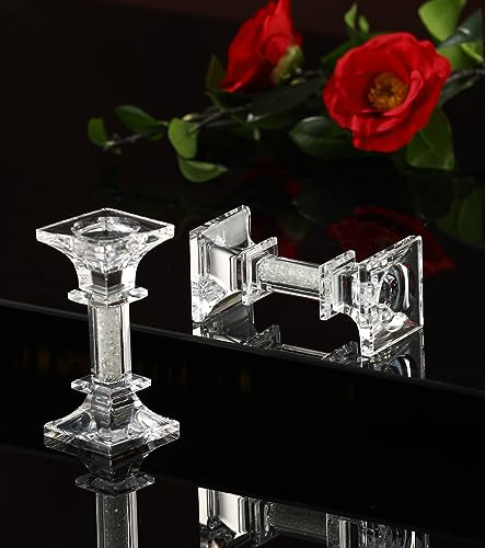 Juego 2 Portavelas Cristal Pequeños Vela Cónica 13.46cm Tran