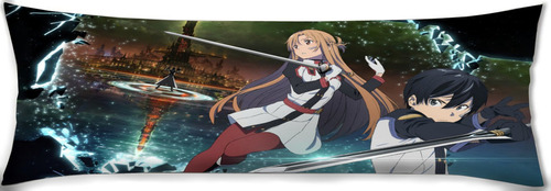 Cojin Almohada Sword Art Online Kirito Asuna Pelea 35x100cm Diseño De La Tela Lisa