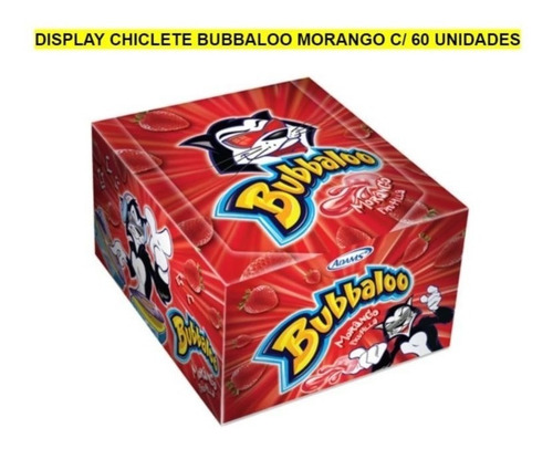 Chiclete Bubbaloo Morango Caixa C/60 Unidades 300g