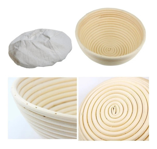 Banneton Pão Cesta 23cm Linho Tecido Forro Bakers