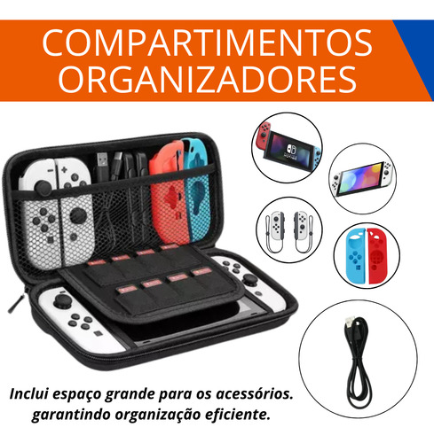 Bolsa Estojo Para Nintendo Switch Oled Case Resistente Preto