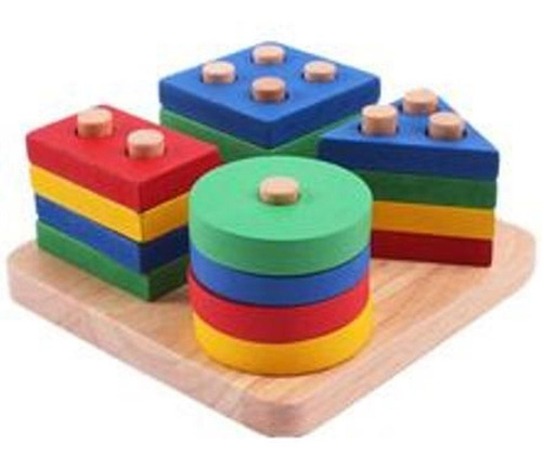 Juego Didáctico De Madera Con Figuras Método Montessori