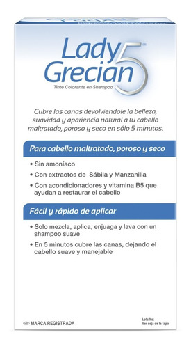 Tinte Colorante Lady Grecian 5, Cabello Maltratado 3-pack