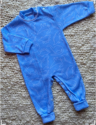 Body Ajuar Osito Bebe Pañalero Enterito Manga Larga Conjunto Azul Acero Talle 2