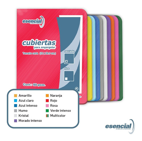 Imagen 4 de 6 de Esencial Cubiertas Para Encuadernar Estriadas T/c 50 Pzas